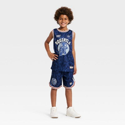 Boys' Pokemon Squirtle Basketball Jersey - Navy Blue/Cream M