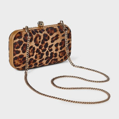 Minaudiere Clutch Crossbody Bag - A New Day Leopard