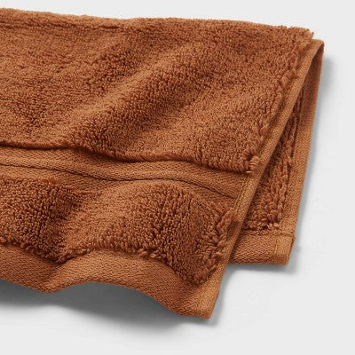 4pk Spa Plush Washcloth Set Caramel - Threshold