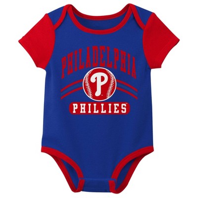 MLB Philadelphia Phillies Infant Boys' 3pk White Bodysuit - 12M: Team Logo Sports Knit