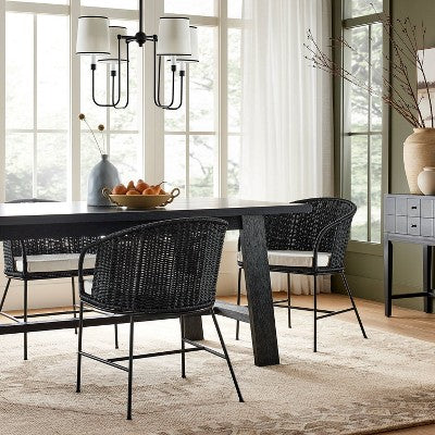4-Arm Chandelier with Trim Shades Black - Threshold designed with Studio McGee: Polyester/Cotton, Metal Body, UL Listed (LOCAL PICKUP ONLY)