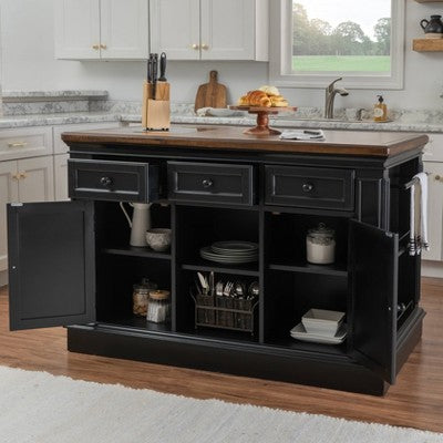 Powell Posie Kitchen Island with 2 Stools Black (LOCAL PICKUP ONLY)