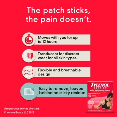 Tylenol Precise Pain Relief Patches - Max OTC Strength Lidocaine - Unscented - 3 Pouches/2ct Each