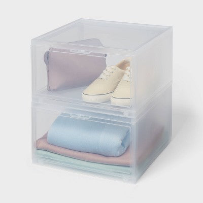 Stackable Large Bin Front Opening Clear - Brightroom: Transparent Utility Storage, 19 Volume, Stackable