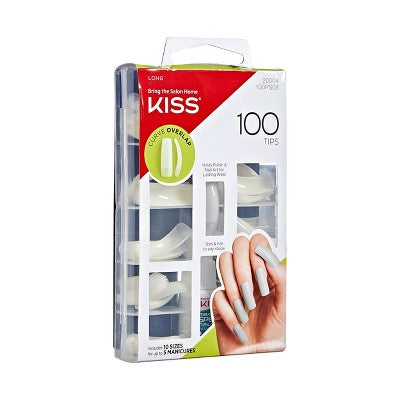 KISS Products Full-Cover Press-On Fake Nails Kit - Long Curve Overlap - 100ct/0.11oz