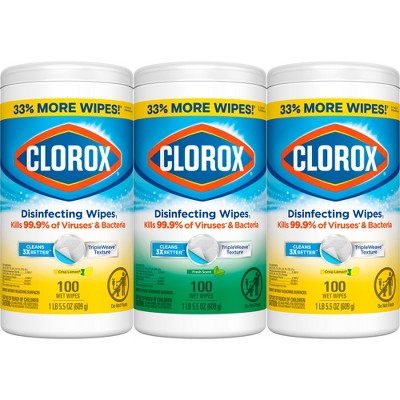 Clorox Disinfecting Wipes Value Pack Bleach Free Cleaning Wipes 100 Ct Pack of 3