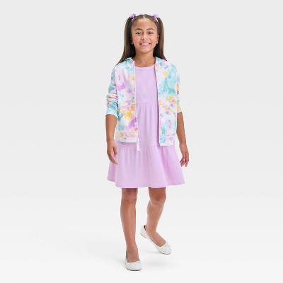 Girls' Short Sleeve Tiered Ribbed Dress - Cat & Jack XS