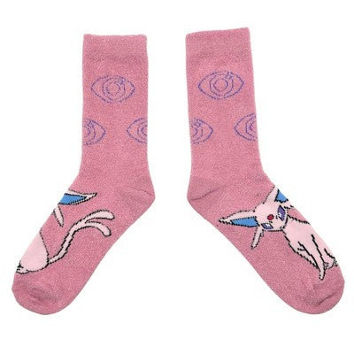 Pokemon 3pk Micro Popo Fuzzy Crew Socks - Sylveon, Espeon, Umbreon