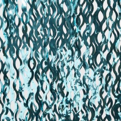 Wavy Tinsel Fringe Party Backdrop Decoration Teal Blue - Spritz