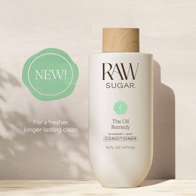 Raw Sugar The Oil Remedy Conditioner - Rosemary + Mint - 16 fl oz: For All Hair Types, Daily Use, Vegan, Cream Formula