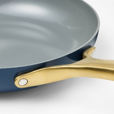 2pk Nonstick Ceramic Coated Aluminum Frying Pan Set with Champagne Handles Navy - Figmint