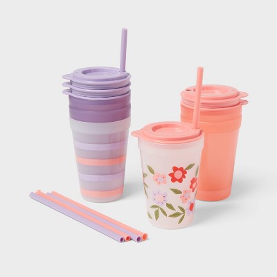 Kids' 18pc Plastic Drinkware Set Peach/Melon - Pillowfort