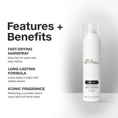 Paul Mitchell Super Clean Extra Hair Spray - 9.5 fl oz: For All Hair Types, Aerosol, Hair Styling