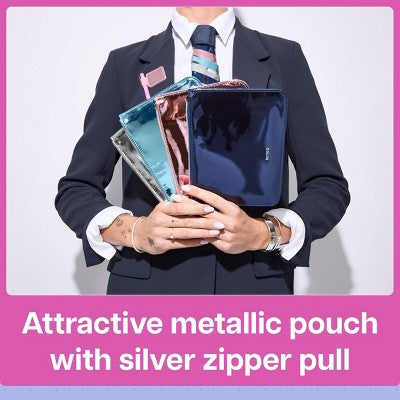Noted by Post-it Zip Top Metallic Pen Pouch Silver