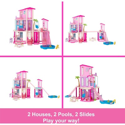 Barbie DreamHouse Dollhouse 2026, 2 Pools, 2 Slides, 2 Houses, Elevator with 3 Levels & 65+ Pieces Including Furniture & Accessories (LOCAL PICKUP ONLY)
