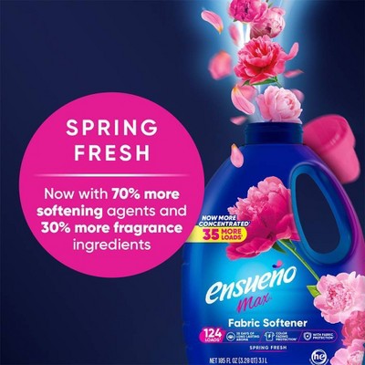 Ensueno Spring Fresh Liquid Fabric Softener - 105oz: Plastic Bottle, Contains Naturally Derived Ingredients, Jasmine Scent, 120 Uses