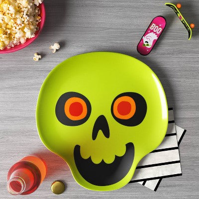 9.05" Halloween Melamine Figural Skull Appetizer Plate Green - Hyde & EEK! Boutique