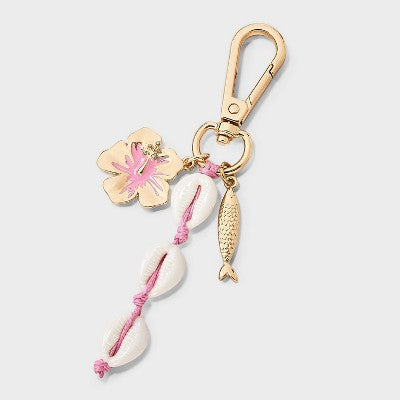 Girls' Beach Icons and Cord Bag Keychain - art class Pink