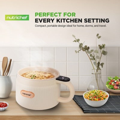 NutriChef 1.6L Multi-Functional Portable Electric Rice Cooker - White, with Ceramic Coating (LOCAL PICKUP ONLY)