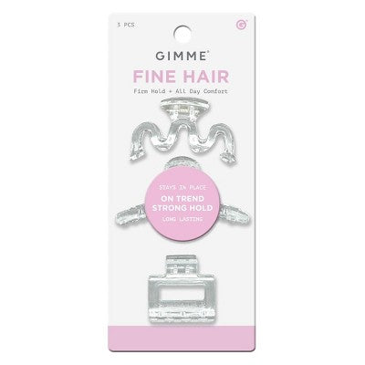 Gimme Beauty Fine Assorted Mini Claw Clips - Clear - 3pc