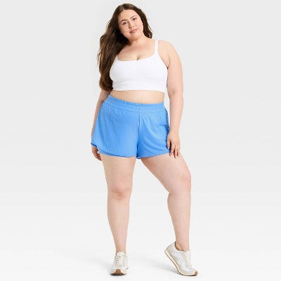 Women's Mid-Rise Mesh Run Shorts 3" - All In Motion Blue XS