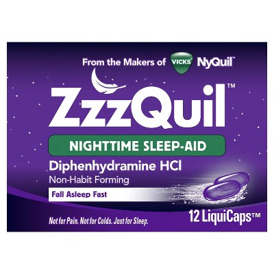 ZzzQuil Nighttime Sleep-Aid LiquiCaps - Diphenhydramine HCl - 12ct