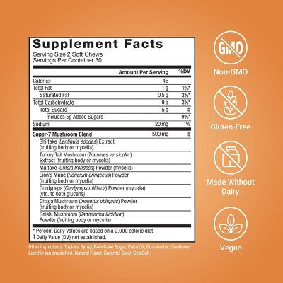 Force Factor Modern Mushrooms Vegan Soft Chews - Cinnamon Roll - 60ct