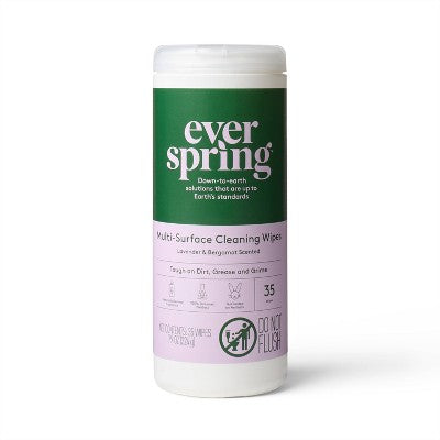 Lavender & Bergamot Multi Surface Cleaning Wipes - 35ct - Everspring