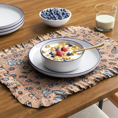 2pk Block Print Ruffle Placemats - Threshold