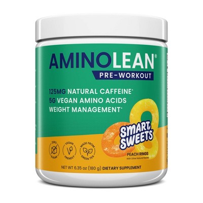 RSP Nutrition AminoLean x Smart Sweets Pre-Workout Energy Supplements Peach Ring Candy Powder - 6.3oz