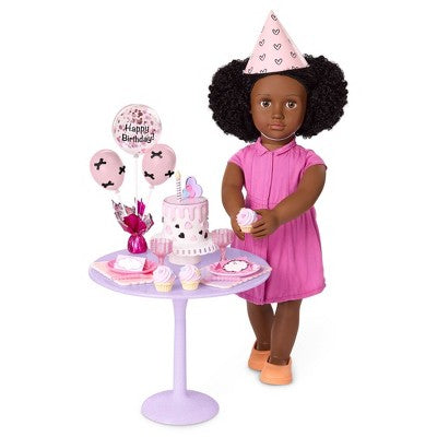 Our Generation Party Ready Birthday Sweets Table & Accessories Set for 18" Dolls