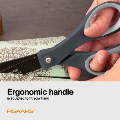 Fiskars Performance 8" Softgrip Non-Stick Titanium Fashion Scissors Black