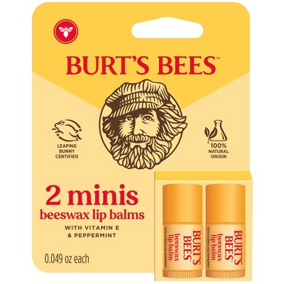 Burt's Bees Beeswax Must-Have Minis Lip Balm Set - 0.049oz/2ct: Moisturizing, Paraben-Free, Sulfate-Free, Peppermint Flavor