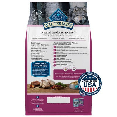 Blue Buffalo Wilderness High Protein Natural Small Breed Adult Dry Dog Food plus Wholesome Grains with Chicken - 4.5lbs