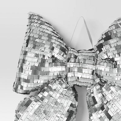 16" Christmas Jumbo Sequin Bow Wall Decor Silver - Wondershop