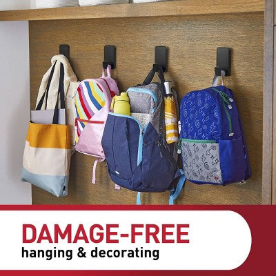 Command 2pk Damage-Free Hanging 15lb X-Large Hooks with 8 Adhesive Strips Black