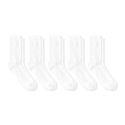 Men's Crew Socks 5pk - Dealworthy White 6-12
