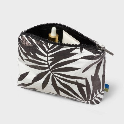 Water Resistant Pouch Toiletry Kits and Bags - Open Story Black/White Palm