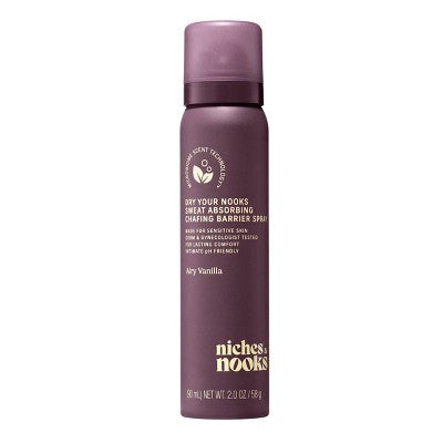 Niches & Nooks, Sweat Absorbing Intimate pH Balanced Chafing Barrier Feminine Spray - Airy Vanilla - 2oz