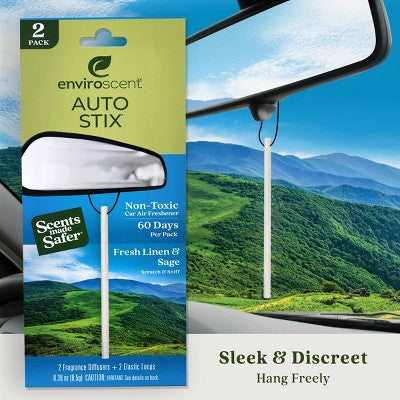 Enviroscent Auto Stix 2pk Fresh Linen and Sage