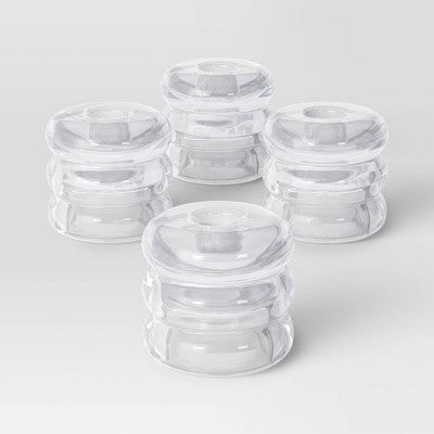 4pk Bubble Glass Taper Candle Holder Clear - Room Essentials