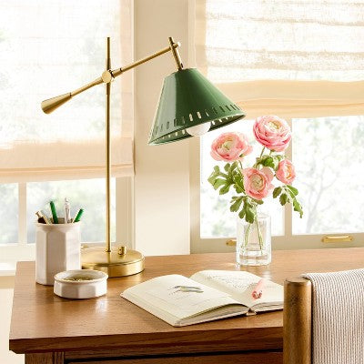 Hinge Desk Table Lamp Green/Brass - Hearth & Hand with Magnolia