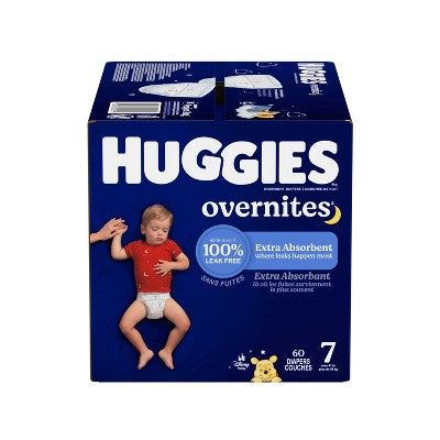 Huggies Overnites Nighttime Baby Diapers - Size 7 - 60ct