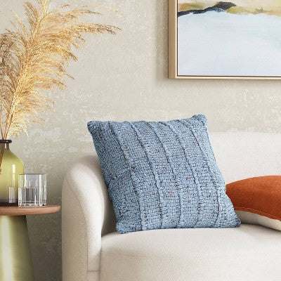 Square Marled Knit Pillow Light Blue - Threshold