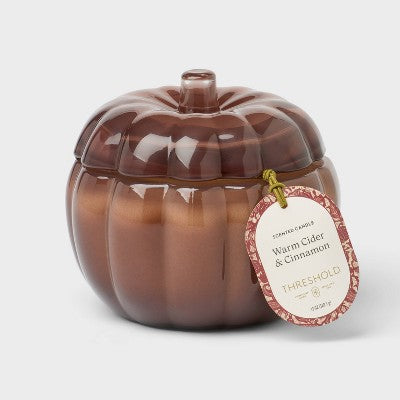 2 Wick Medium Glass Fall Pumpkin Warm Cider and Cinnamon Jar Candle - Threshold: Fall