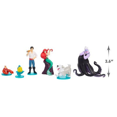 Disney The Little Mermaid Character Figure Set, 6pk 3" Collectible Toy Figures
