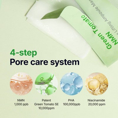 SUNGBOON EDITOR Green Tomato NMN Pore Ampoule Mask - 0.81oz: Moisturizing, Exfoliating, Hydrating, Contains Peptides