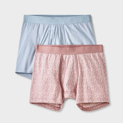 Men's 2pk Fashion Boxer Briefs - Goodfellow & Co Mauve XL: Cotton-Spandex Blend, Mid Rise, Knit Fabric