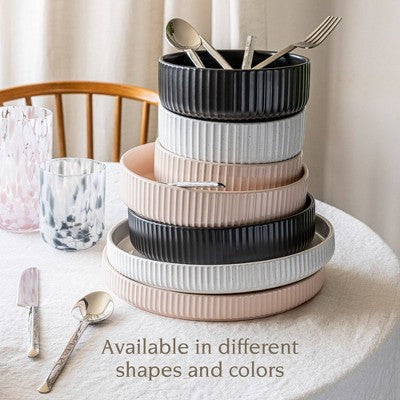 over&back 10" Ribbed Dinner Plate Speckled White