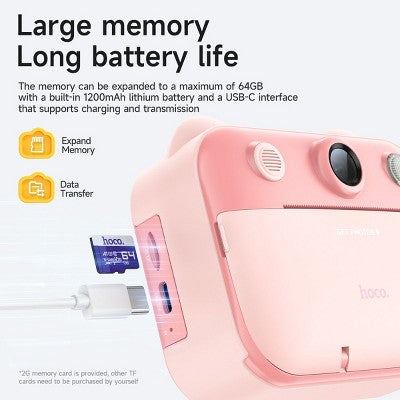 hoco. Kids Dual-Cam Digital Print Camera, Yellow